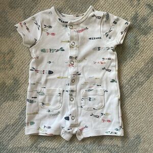 Pehr EUC fish romper 0-3mo organic cotton